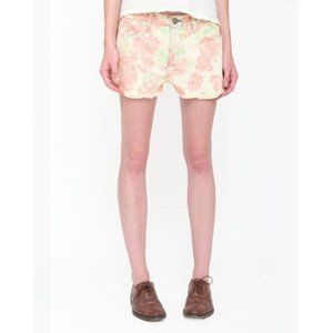Current Elliott Boyfriend Relaxed Cut Off Denim Red Pink Rose Shorts